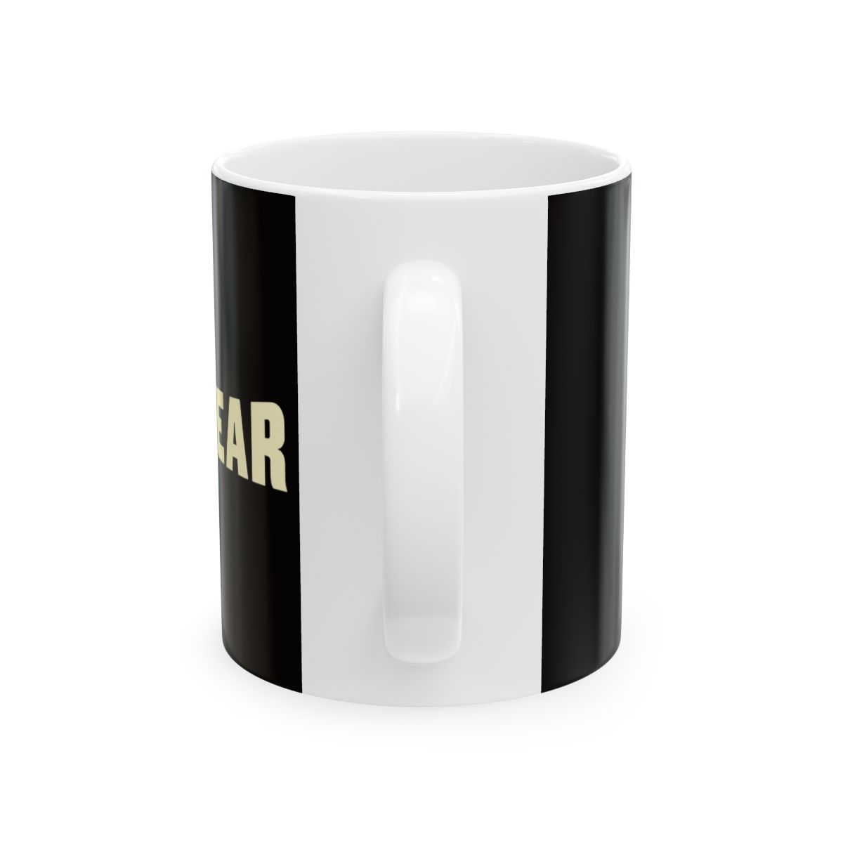 THE BEAR mug | Black background, bold cream typography, 11oz or 15oz ceramic | The Bear - alternate angle 2, merchandise