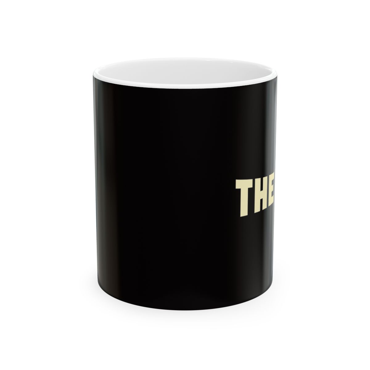 THE BEAR mug | Black background, bold cream typography, 11oz or 15oz ceramic | The Bear - alternate angle 1, merchandise