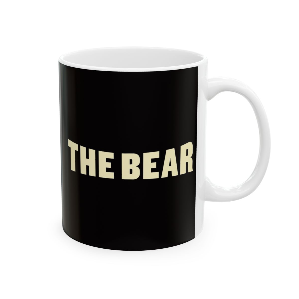 THE BEAR mug | Black background, bold cream typography, 11oz or 15oz ceramic | The Bear