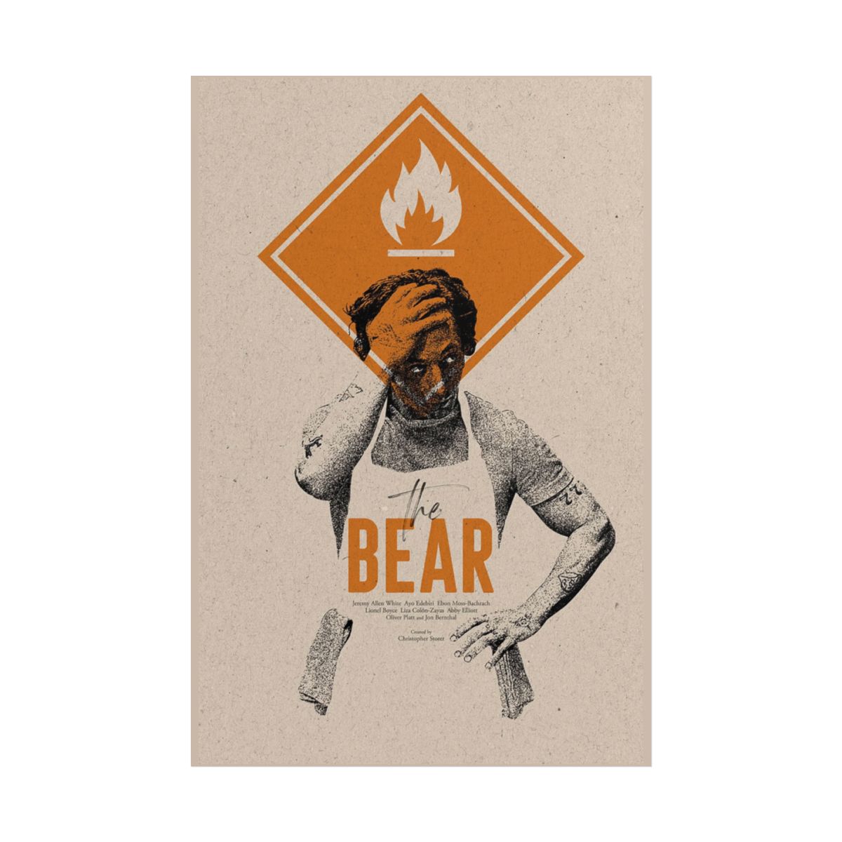 The Bear poster | Rolled poster, vintage illustration, orange hazard design | The Bear